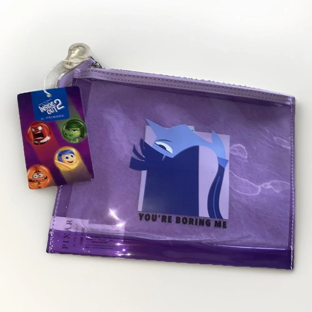 Disney Inside Out 2 You're Boring Me Pencil Cosmetic Bag NWT Primark Purple